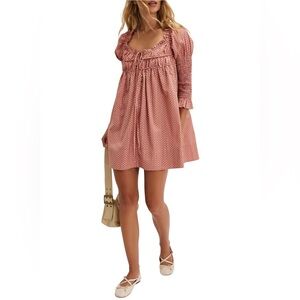 NWT Free People Size L Star Dip Tiered Smocked Button Front Cotton Dress